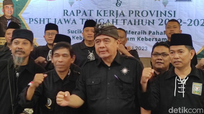 PSHT Jateng saat menggelar rapat kerja di Semarang, Sabtu (13/5/2023).