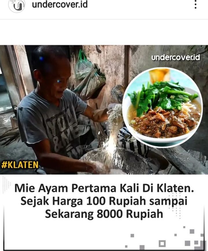 Tangkapan layar mi ayam 'pertama' di Klaten di Instagram undercover.id.