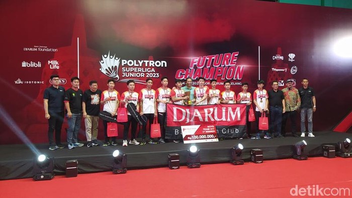 Tim putra U-17 putra PB Djarum juara Polytron Superliga Junior 2023 di GOR Djarum Magelang, Sabtu (13/5/2023).