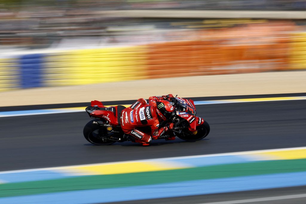 MotoGP - French Grand Prix - Bugatti Circuit, Le Mans, France - May 14, 2023 Ducati Lenovo Team's Francesco Bagnaia during MotoGP practice REUTERS/Stephane Mahe