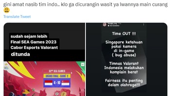 Ini juga viral di netizen, timnas Valorant Indonesia dicurangi Singapura. Akhirnya Singapura dan Indonesia sama-sama dapat emas. Foto: (Twitter)