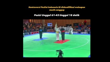 Safira Dwi Meilani dipaksa kalah saat final silat, juga ramai disebar videonya oleh netizen. Safira akhirnya tetap diganjar emas. Foto: (Twitter)