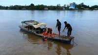 M Iqbal Zafarullah melompat ke sungai usai melakukan pendaftaran bakal calon legislatif di KPU setempat.  