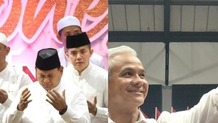 Prabowo Subianto bermunajat di Istiqlal, Ganjar Pranowo bertemu relawan Jokowi (kolase oleh detikcom)