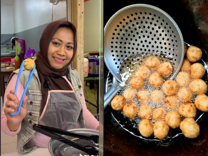 Wanita berhijab jualan babi