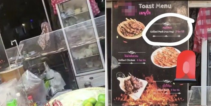 Wanita berhijab jualan babi