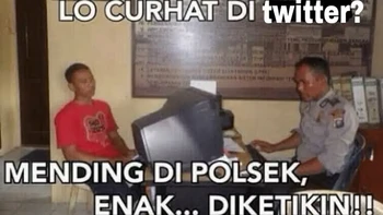 Curhat sih curhat, tapi nggak di Polsek juga kali. Foto: Twitter/noncontxtnetijen