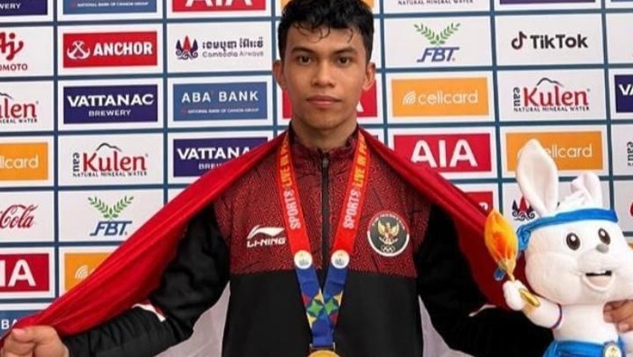 Jelky Ladada, atlet sepak takraw asal Gorontalo persembahkan medali emas untuk Indonesia di SEA Games 2023 Kamboja.