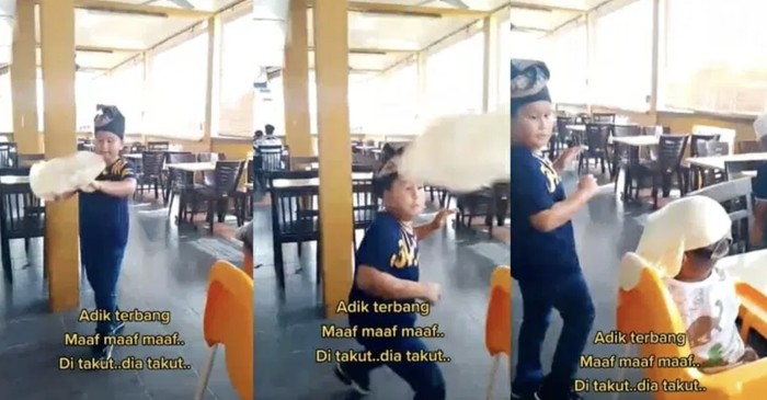 Kocak! Aksi Lempar Adonan Roti Canai Ini Kena Kepala Balita