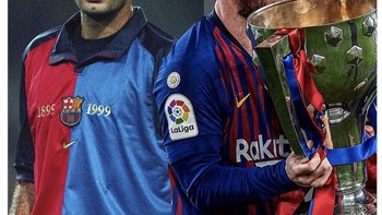 Begini pemandangan Barcelona menang LaLiga tanpa Messi. Dulu pernah juga begitu tahun 1999 sebelum ada Messi. Foto: Twitter