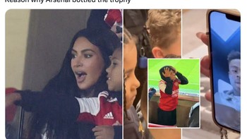 Apakah Arsenal terpuruk usai disaksikan Kim Kardhasian? Foto: Twitter
