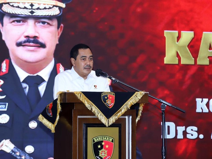 Direktorat Tindak Pidana Umum Bareskrim Polri menggelar pelatihan peningkatan kemampuan penyidik dan penyelidik dalam penanganan perkara tindak pidana pemilu, Senin (15/5/2023), di Jakarta Utara (Jakut).