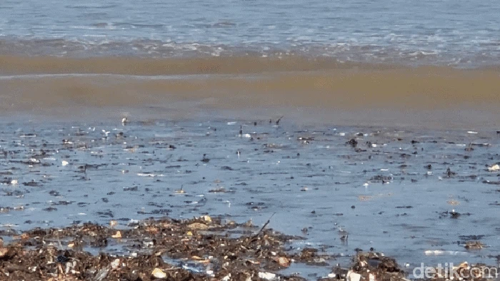 Lautan sampah di Pesisir Loji, Sukabumi.