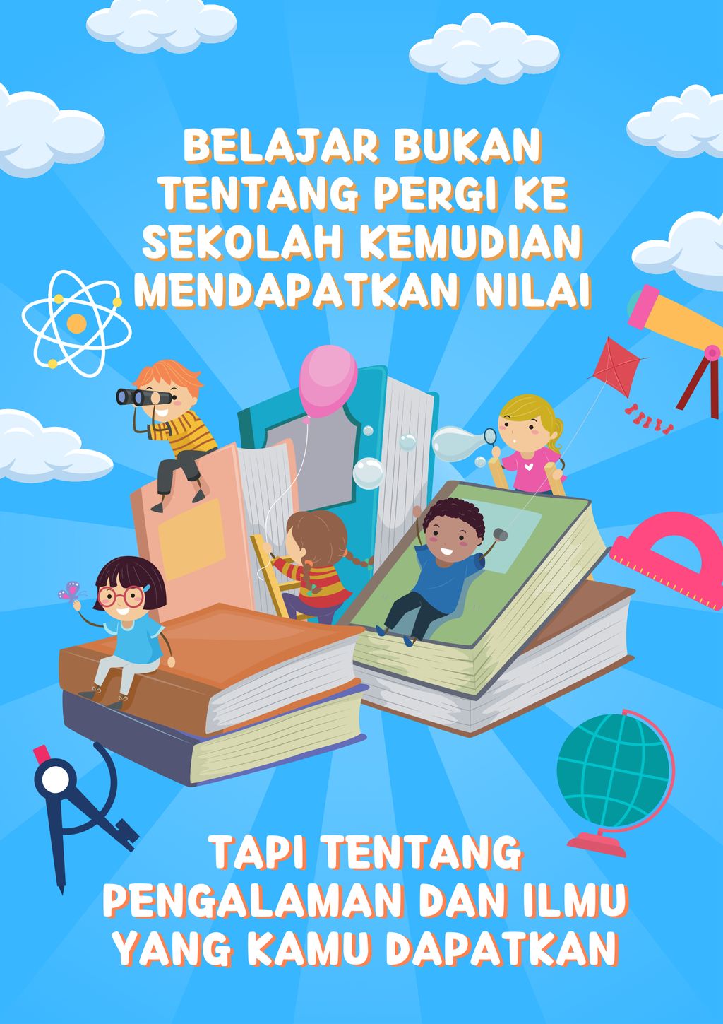 Menggambar Poster Tema Pendidikan Desain Poster Membaca Buku - NBKomputer