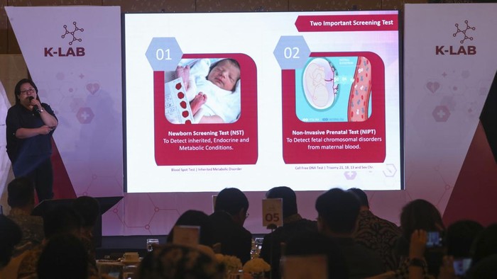 Gandi Sulistiyanto Soeherman Duta Besar Indonesia untuk Korea Selatan memberikan sambutan saat seminar kerja sama Indonesia dan Korea untuk Tes Skrining Bayi Baru Lahir (NST) di Jakarta, Selasa (16/5/2023).