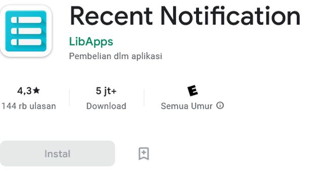 Aplikasi Recent Notification.
