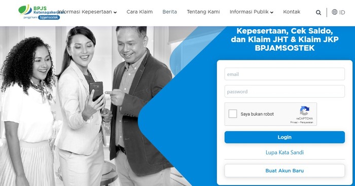 Tangkapan layar laman BPJSTKU.