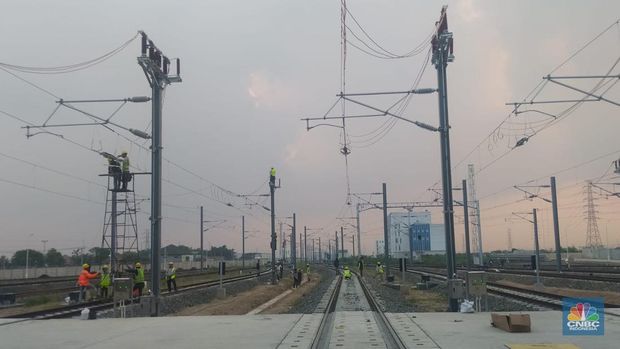 Penampakan Stasiun Kereta Cepat Tegalluar di Kabupaten Bandung, Jawa Barat. (CNBC Indonesia/Martyasari Rizky)