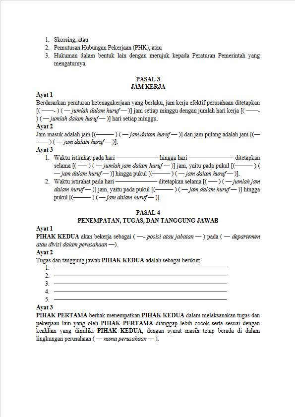 Surat Perjanjian Kerja Kontrak 1.