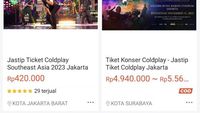 Tiket Coldplay Sempat Dijual Di Toko Online, Tembus Rp 30 Juta