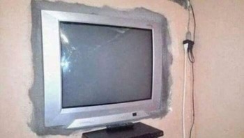 TV menyatu dengan dinding. Foto: Boredpanda