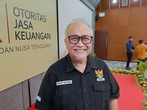 Ketua Komisi 1 Bidang Penelitian dan Pengembangan BPKN RI, Arief Safari di Kantor OJK Regional 8 Bali dan Nusra, Jalan WR Supratman No 1 Denpasar, Bali pada Rabu (17/5/2023). (Ni Made Lastri Karsiani Putri-detikBali)