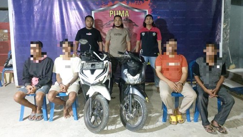 Pelaku curanmor bersama para penadah atau penerima motor gadaian diamankan oleh Sat Reskrim Polres Bima Kota. (Istimewa)