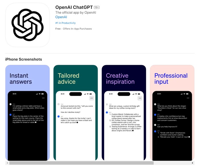 Aplikasi ChatGPT di App Store