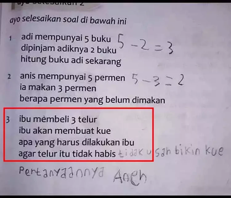 Jawaban Ulangan Bocil yang Bikin Tepok Jidat, Ada-ada Aja!