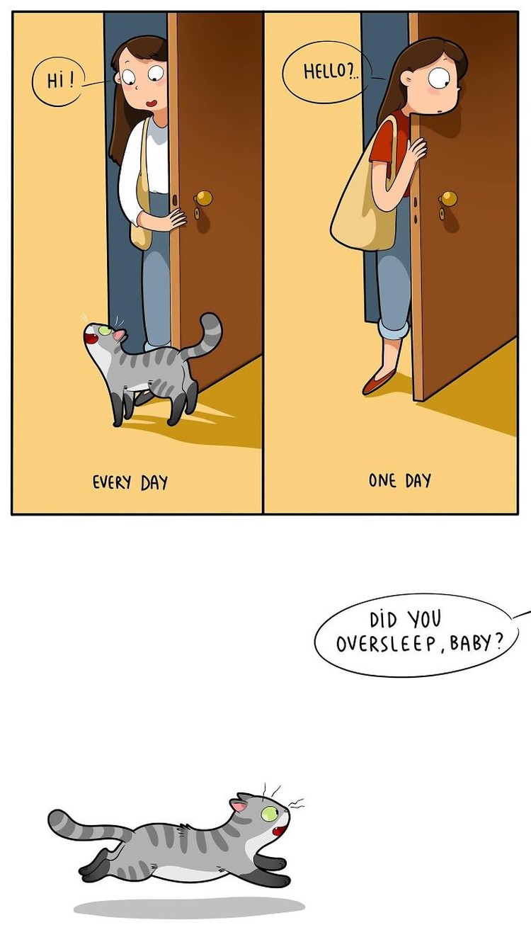 Komik Lucu Soal Kucing yang Bikin Pembacanya Ketika memelihara seekor kucing, ada saja tingkahnya yang membuat kita gemas. Beberapa di antaranya digambarkan dalam bentuk komik berikut ini.