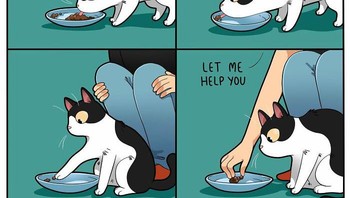 Ah iya lagi, kalau dia kesulitan ambil makanannya, kita juga yang bantuin ya. Foto: (Bored Panda).