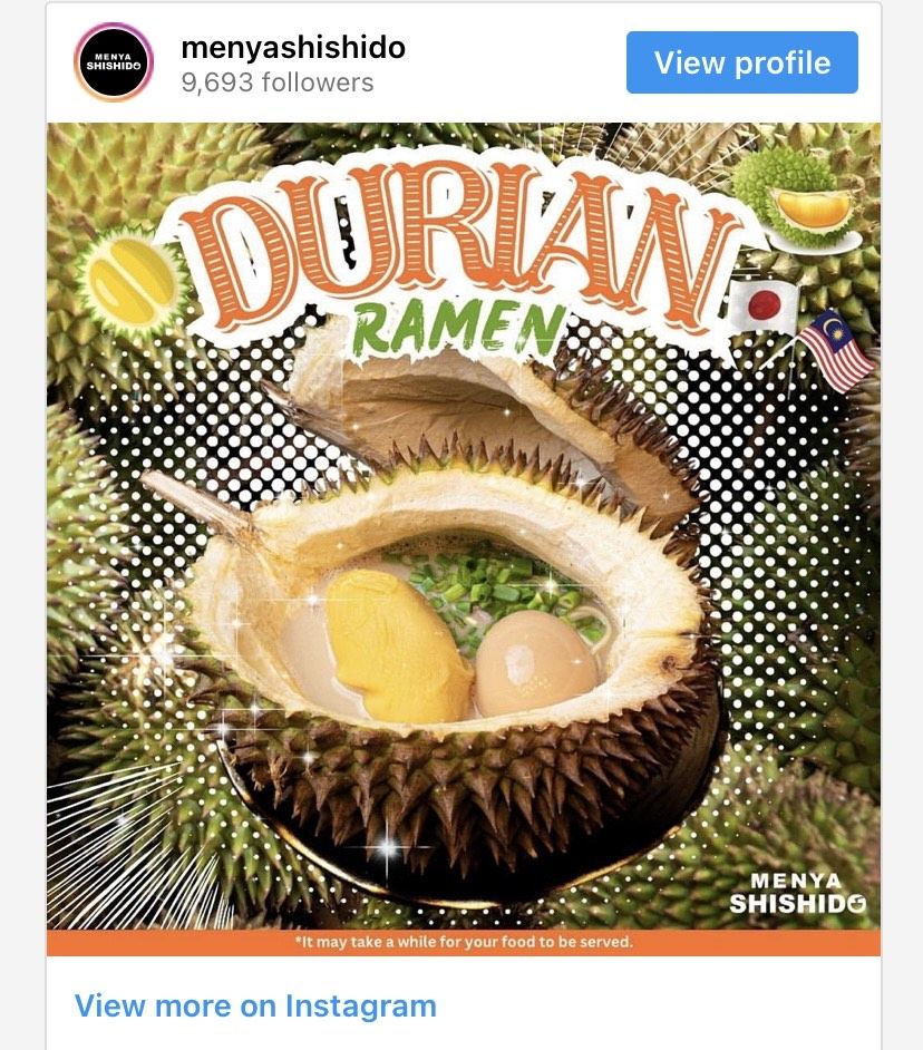 Gokil! Resto Ini Sajikan Ramen di Dalam Durian Utuh