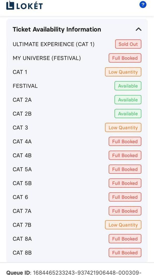 screenshot penjualan tiket Coldplay