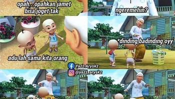Opah dan Upin Ipin joget bareng. Foto: via Twitter