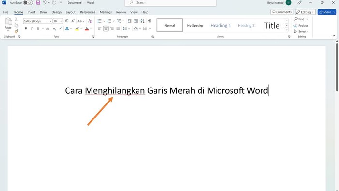 Garis Merah Spelling & Grammar di Microsoft Word.