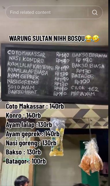 Harga makanan di warung makan di Papua