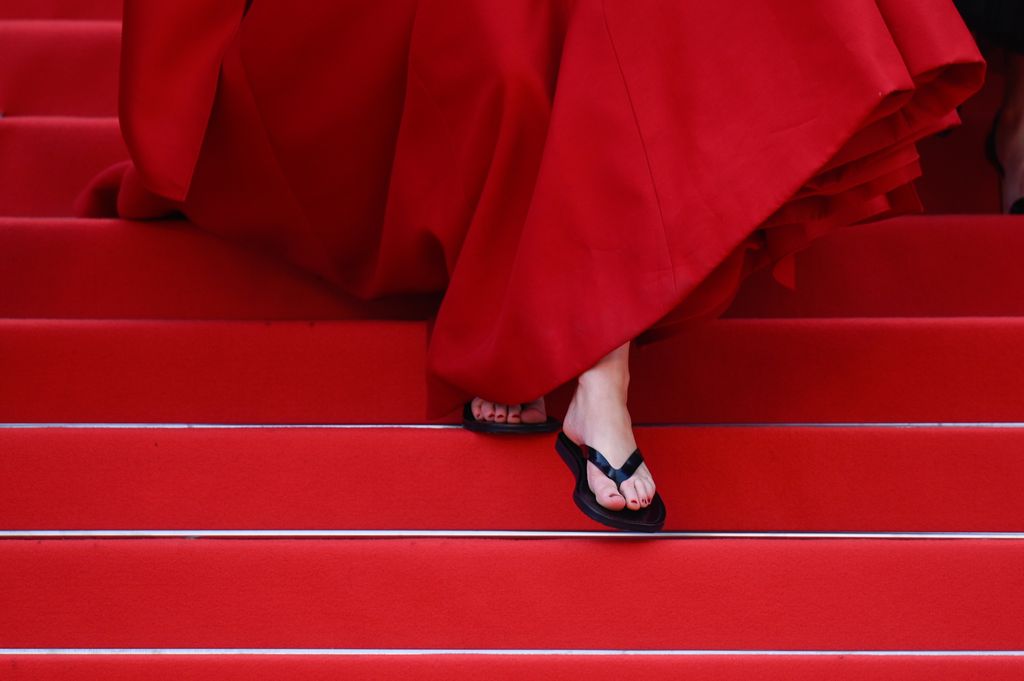 CANNES, FRANCE - MAY 21: Jennifer Lawrence, shoes details, attends the 