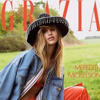 Meredith adalah model fashion yang juga kerap tampil menjadi cover di majalah-majalah lifestyle. Inilah penampilan Meredith berbalut busana Dior untuk majalah Grazia. Foto: dok. Instagram/ @meredithmickelson