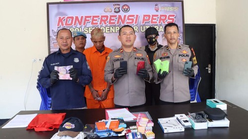 Polsek Denpasar Utara menangkap residivis asal Cirebon yang beraksi membobol toko HP. Pelaku beralasan kehabisan bekal setelah sepekan di Bali.