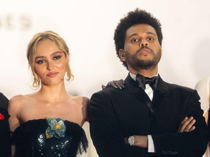 CANNES, FRANCE - MAY 22: Lily-Rose Depp and Abel Makkonen Tesfaye, The Weeknd attend the The Idol red carpet during the 76th annual Cannes film festival at Palais des Festivals on May 22, 2023 in Cannes, France. (Photo by Samir Hussein/WireImage)