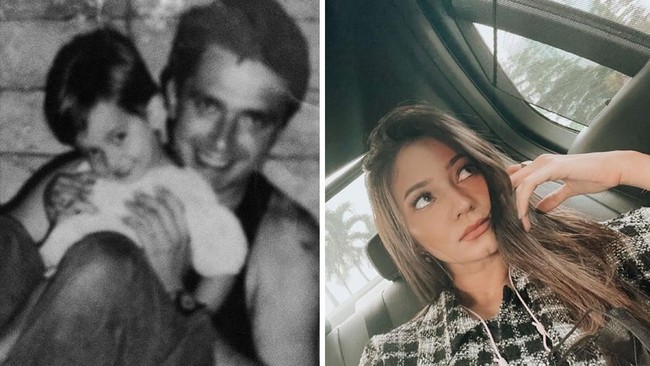 Ini adalah potret Enzy Storia kecil dengan ayah bulenya yang berasa dari Polandia. Paras bule dari sang ayah tampak menurun ke Enzy. Foto: Instagram