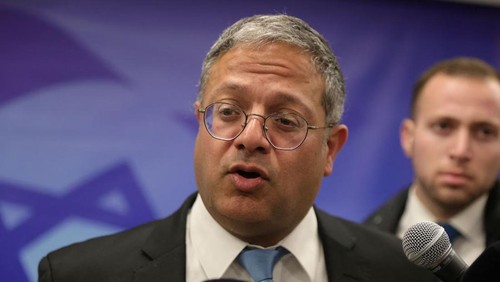 FILE PHOTO-Israels Minister of National Security Itamar Ben-Gvir speaks with the media as he attends the weekly cabinet meeting in the prime ministers office in Jerusalem, March 19, 2023. Abir Sultan/Pool via REUTERS