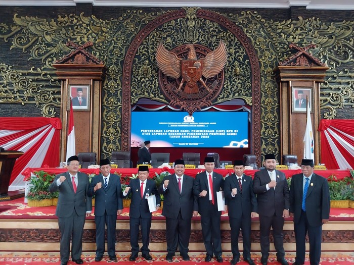 Pemerintah Provinsi Jambi (Pemprov Jambi) kembali meraih opini Wajar Tanpa Pengecualian (WTP) atas Laporan Keuangan Pemerintah (LKP) tahun anggaran 2022 dari Badan Pemeriksa Keuangan (BPK).