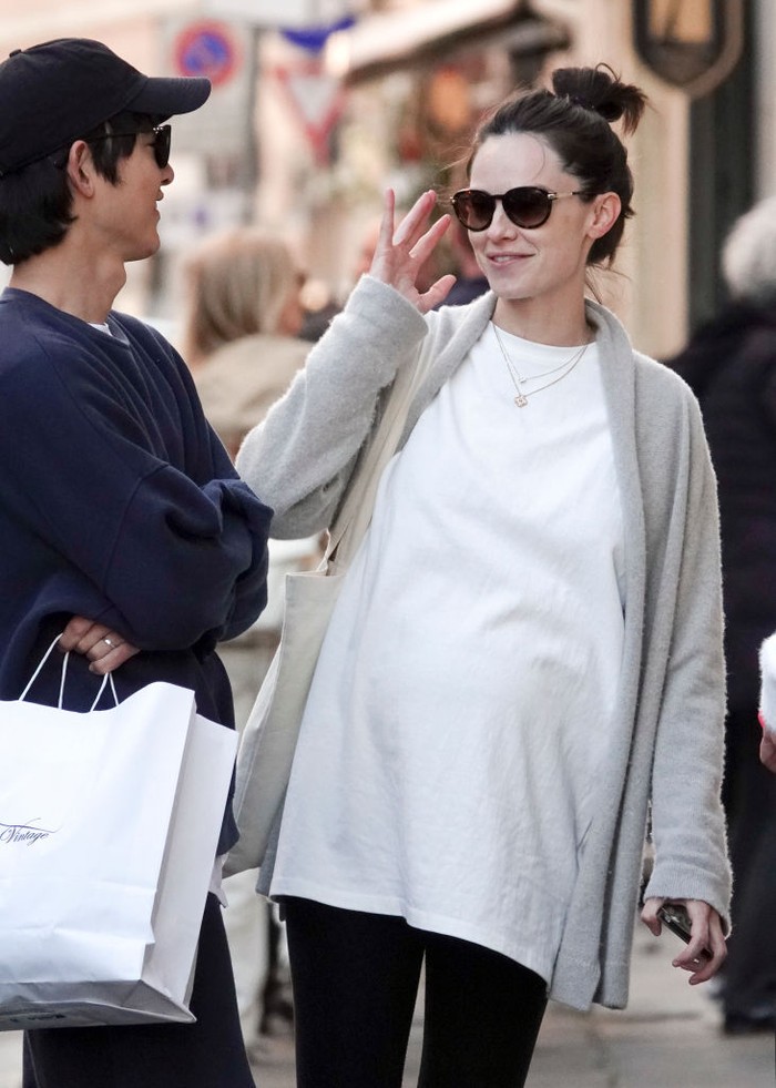 ROME, ITALY - APRIL 19: Song Joong-ki and Katy Saunders are seen on April 19, 2023 in Rome, Italy. (Photo by MEGA/GC Images)