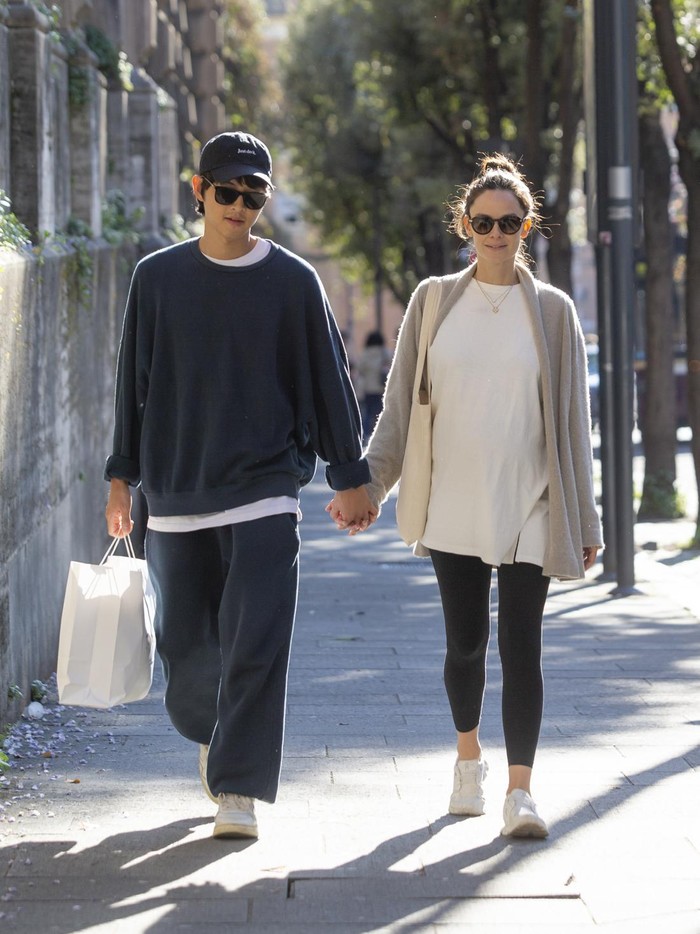ROME, ITALY - APRIL 19: Song Joong-ki and Katy Saunders are seen on April 19, 2023 in Rome, Italy. (Photo by MEGA/GC Images)