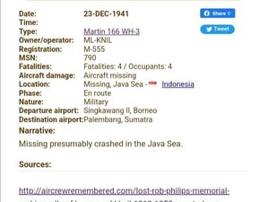 Bangkai Pesawat Perang Dunia 2 Ditemukan di Laut Lamongan Jatuh Tahun 1941