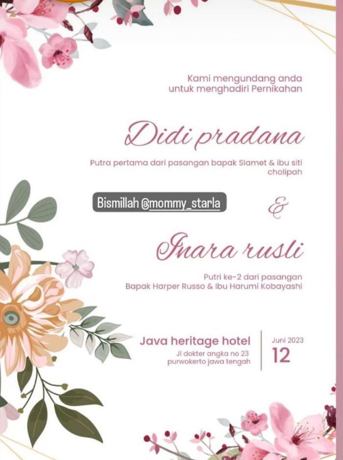 Beredar undangan pernikahan Inara Rusli