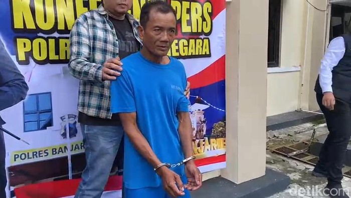 Pelaku penganiayaan di Punggelan Banjarnegara usai ditangkap Sat Reskrim Polres Banjarnegara.