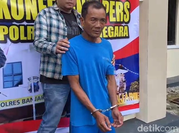 Pelaku penganiayaan di Punggelan Banjarnegara usai ditangkap Sat Reskrim Polres Banjarnegara.
