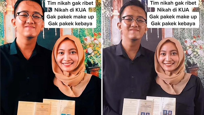 Beredar video viral pasangan Nila Intama dan Eka Yuda, menikah di KUA tanpa makeup dan kebaya mendadak curi atensi warganet di media sosial.